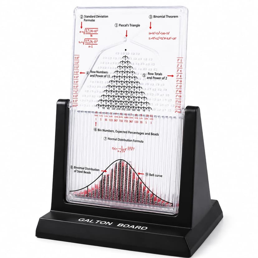 CHEOTIME Galton Board, Probability Demonstrator Effective Statistical Law Experiment Model Dalton Board Physics Lab Teaching Tool with 2800 Metal Beads - 1