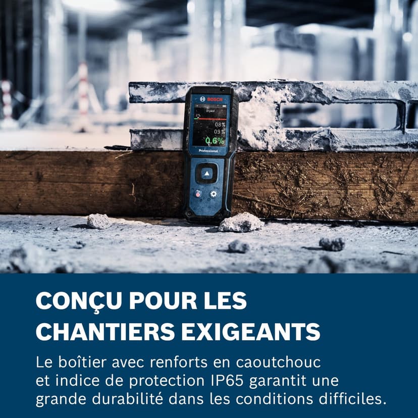 Humidimètre GMM 1-15 Bosch Professional à broches (non invasif, mesure 37 essences de bois et 10 matériaux de construction, indice de protection IP65, 2 piles AA, housse) - 5
