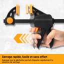 TOOLMAYS Jeu de 2 Serre-joints Rapide à une Main avec Connecteur, Largeur de Serrage 152/420mm, Force de Serrage Maximale 100 kg, Ouverture Flexible Plage d'Extension 154 mm - 620 mm - 7