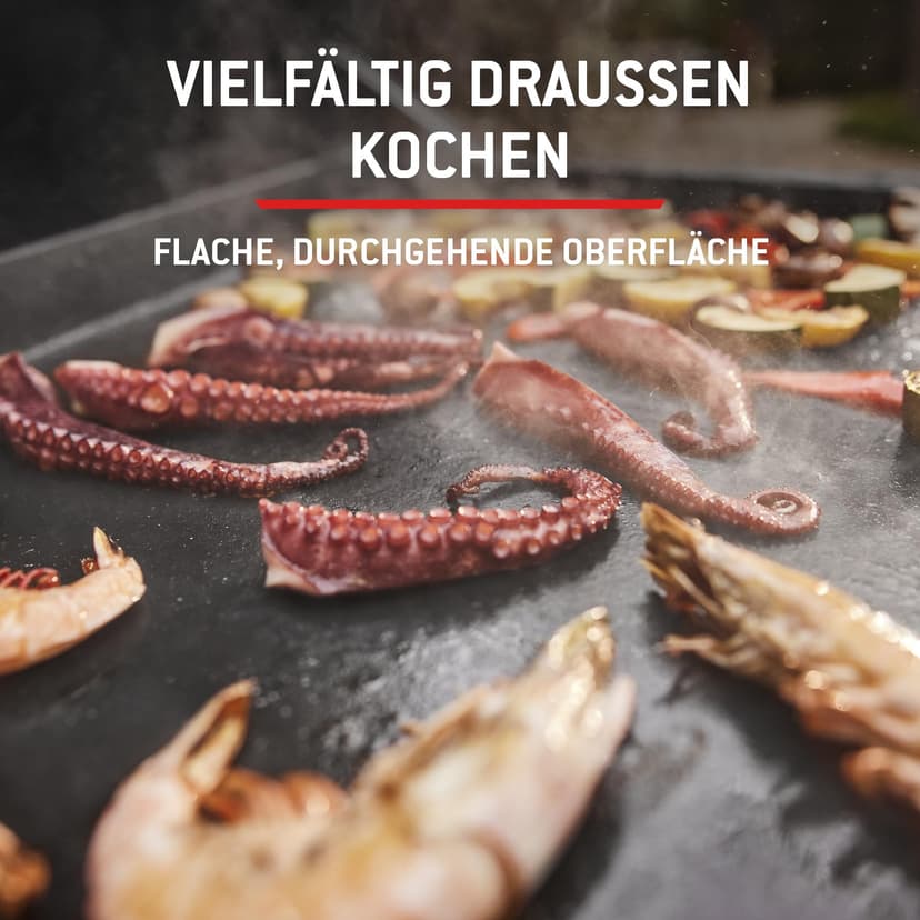 Weber Slate GP Plancha Premium 56 cm / 2 brûleurs, chaleur uniforme jusqu'au bord, jusqu'à 260 °C, surface de cuisson antiadhésive émaillée en porcelaine (56 x 41 cm), pieds réglables en hauteur, noir - 6