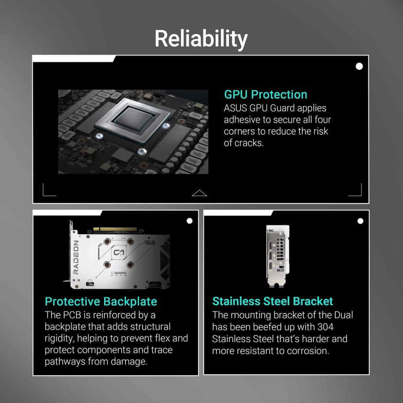 ASUS Dual Radeon RX 9060 XT 16GB GDDR6 White Edition (PCIe 5.0, 16gB GDDR6, HDMI 2.1b, DisplayPort 2.1a, 2.5-slot design, Axial-tech fan design, 0dB technology, and more) - 4