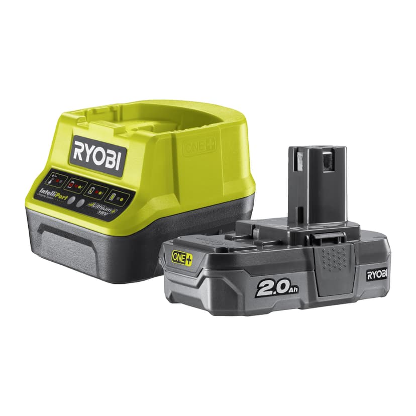 Pack Batterie RYOBI 18V One+ 2.0Ah LithiumPlus - 1 Chargeur Rapide 2.0Ah RC18120-120 - 1