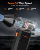 WOLFBOX MF50 Compressed Air Duster-110000RPM Super Power Electric Air Duster, 3-Gear Adjustable Mini Blower with Fast Charging, Dust Blower for Computer, Keyboard, House, Outdoor and Car - 2