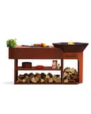 Barbecook Nestor Island Fire Bowl with Fire Plate BBQ Grill and Plancha Made of Corten Steel, 190 x 55 x 100 cm - 1
