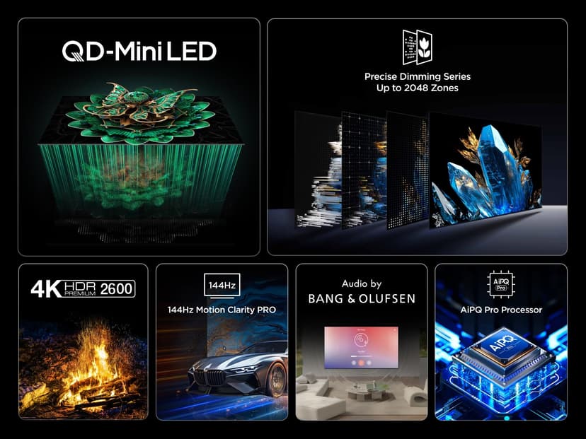 TCL 65C7K 65 Inch QD Mini LED TV, 4K HDR Premium 2600, Smart Google TV with 144Hz Motion Clarity Pro (Dolby Vision IQ & Atmos, CrystGlow HVA Panel, Audio by Bang & Olufsen, Game Master) - 4