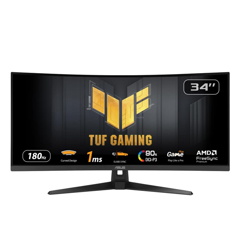 ASUS TUF Gaming VG34VQ3B Gaming Monitor – 34 inch WQHD (3440x1440), Curved, 180Hz, ELMB SYNC, FreeSync Premium, 1ms MPRT, 90% DCI-P3, DisplayWidget Center - 1