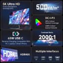 KTC 5K Monitor 27 Inch | Dual Mode 5K (5120x2880) @60Hz / 2K@120Hz Seamless Switching | | 99% DCI-P3, 100% sRGB, ΔE＜2 | 1 x Full Function USB C, 2 x USB A 3.0 | HDR400 | Compatible with Mac Mini - 2