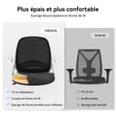Hbada Office Chair Desk Chair Flip-up Armrest Ergonomic Task Chair Compact 120° Locking 360° Rotation Seat Surface Lift Reinforced Nylon Resin Base, White - 3