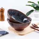 1200ml Ceramic Ramen Bowl Set of 2 Japanese Noodle Bowls with Spoons and Chopsticks, Peacock Tail - 5
