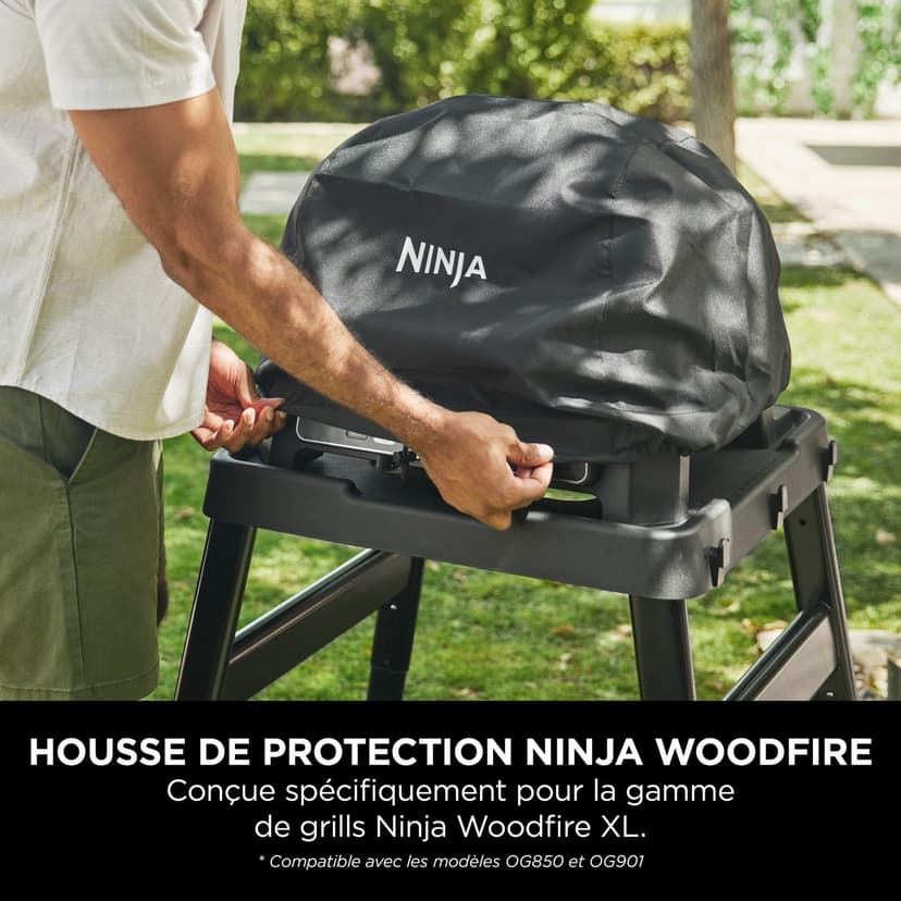 NINJA Woodfire Barbecue électrique et fumoir Pro XL avec thermomètre, barbecue et Air fryer & Woodfire Housse pour barbecue XL, Housse Anti-décoloration, résistante aux intempéries - 7