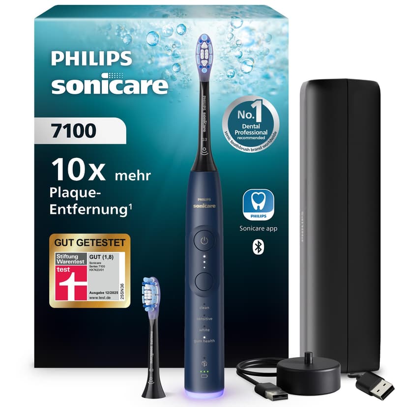 Philips Sonicare 7100 - Brosse à dents électrique sonique avec application, 4 modes de brossage,3 niveaux d'intensité, Alerte de pression, EasyStart, SmarTimer, Bleu, HX7423/01 [Nouvelle technologie] - 1