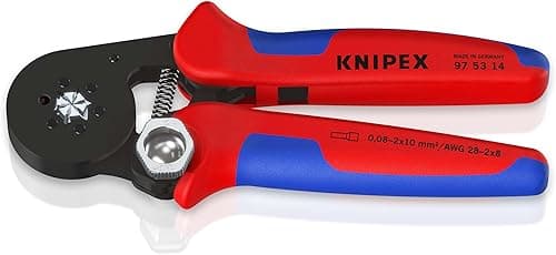 KNIPEX Self-Adjusting Crimping Pliers for Wire Ferrules with Lateral Access with Multi-Component Handles 180 mm, 97 53 14