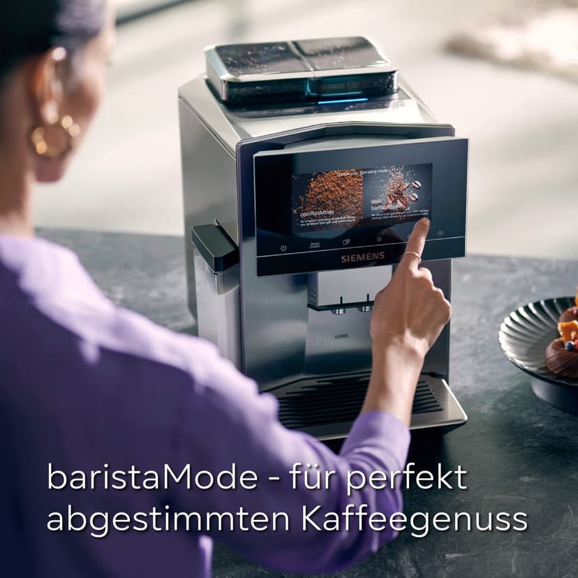 Siemens EQ900 TQ907D03 Fully Automatic Coffee Machine, App Control, Full-Touch Display, Barista Mode, Noise Reduction, Up to 10 Profiles, Automatic Steam Cleaning, 2 Bean Containers, 1500 W, Stainless - 3