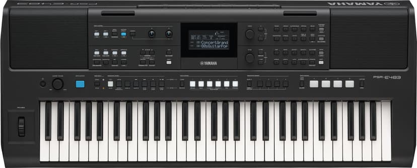 YAMAHA PSR-E483 Keyboard - Modern Portable Keyboard with 61 Touch Sensitive Keys, 860 Voices with 15 Super Articulation Lite, 345 Styles, Powerful Speaker and USB-C - Black - 1