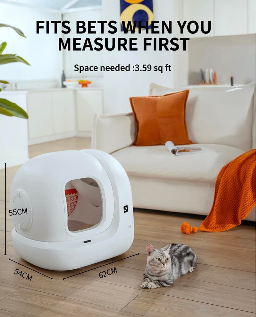 PETKIT Pura Max 2 Self-Cleaning Cat Litter Tray, 76 L Cat Litter Tray, Self-Cleaning, xSecure, Odour Removal, App Control, Large Capacity, for Multiple Cats (Deodorant and Sand Cushion Free, with N50) - 8