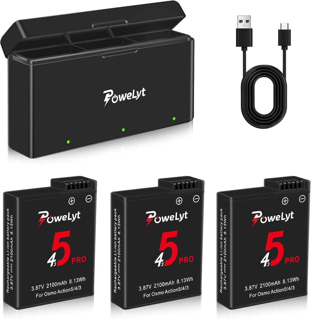 PoweLyt Osmo 360/Action 6/5 Pro/4/3 Battery 2 Packs 3.87V…