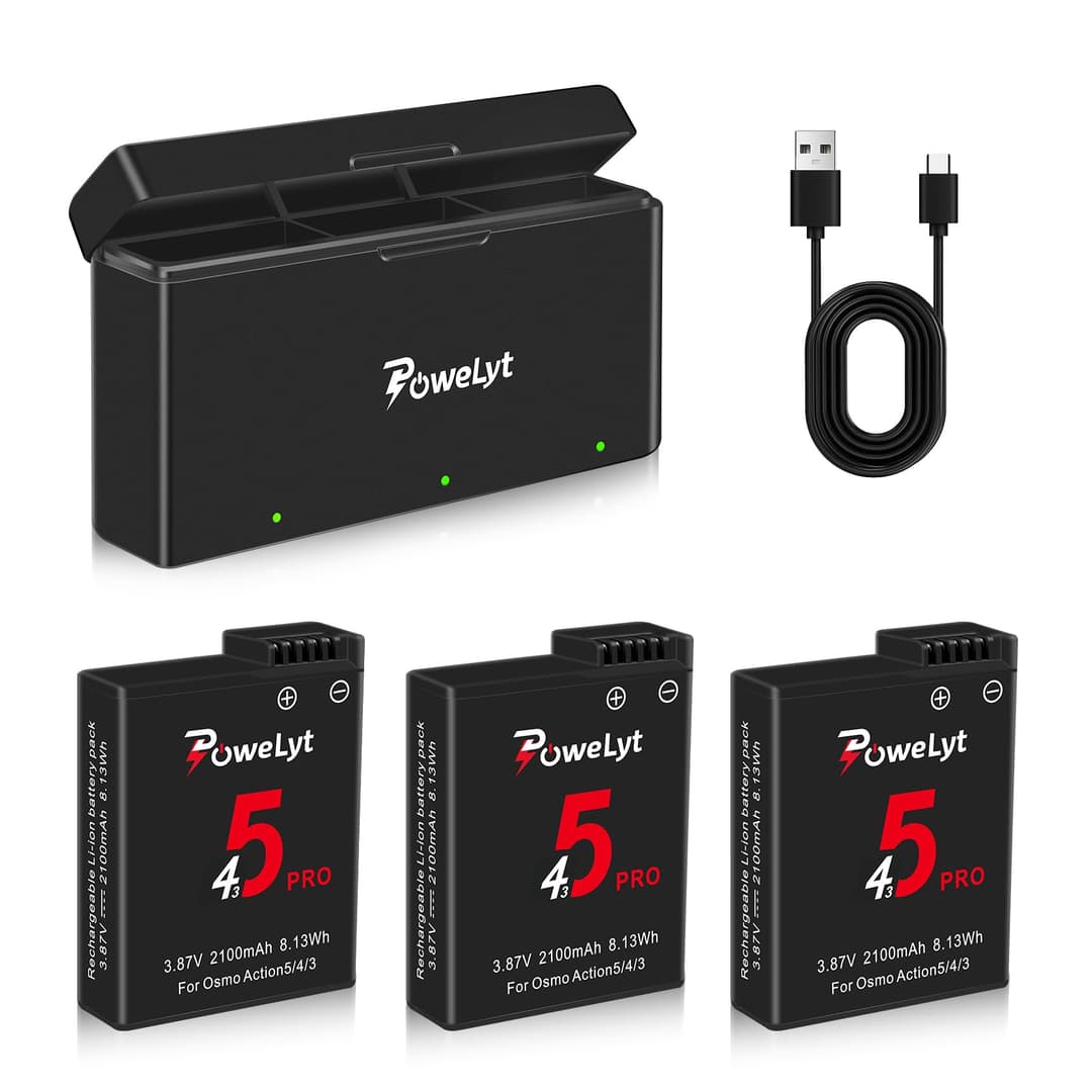 PoweLyt Osmo 360/Action 6/Action 5 Pro/4/3 Batterie 3 piè…