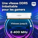 Crucial Pro DDR5 RAM 32GB Kit (2x16GB) 6000MHz CL36, Overclocking Gaming, Intel XMP 3.0 / AMD EXPO, Computer Memory (PC), White - CP2K16G60C36U5W - 2