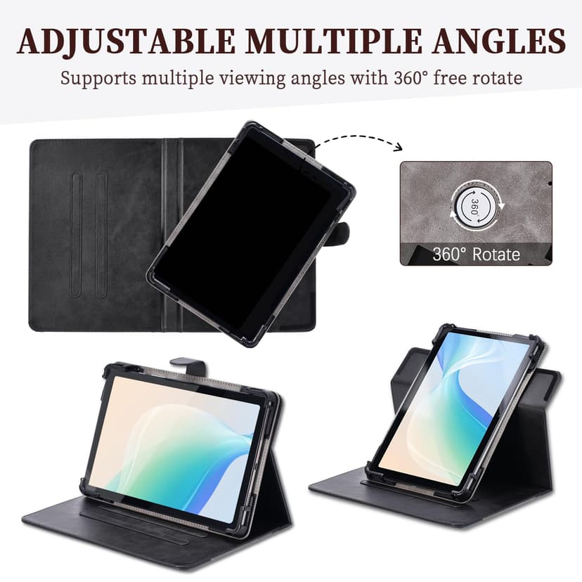 Coque Compatible pour Danew Dslide 115 10.1-Pouces Tablette Coque Etui Case Rotation à 360 degrés Angles de Vue Multiples Socle en Cuir PU Folio Cover Noir - 3