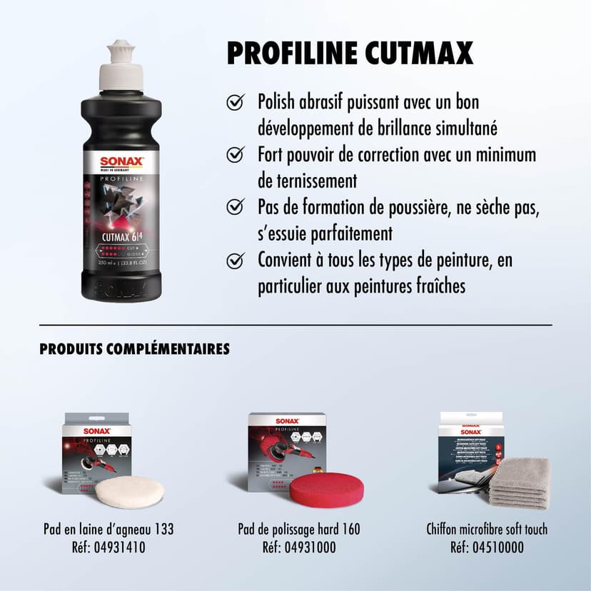 SONAX PROFILINE CutMax (250 ML) Polish Puissant avec Forte abrasivité et Brillance optimale | Réf: 02461410 - 3