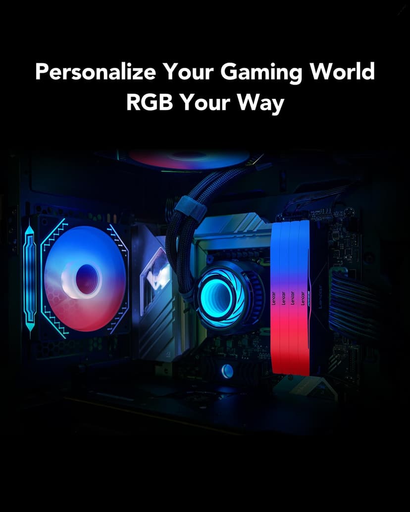 Lexar ARES Gen2 RGB DDR5 RAM 32GB Kit (2x16GB) 6400MHz CL30, 288-Pin UDIMM Desktop Memory, PC Gaming Computer Memory, for Intel XMP 3.0/AMD EXPO/CL30-38-38-76/1.4V - 5