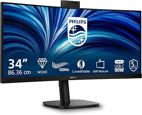 Philips 3000 series 34B2U3600CH/00 Monitor PC 86,4 cm [34] 3440 x 1440 Pixel Wide Quad HD LCD Nero (Philips 34 INCH Curved 120Hz HDMI webcam)