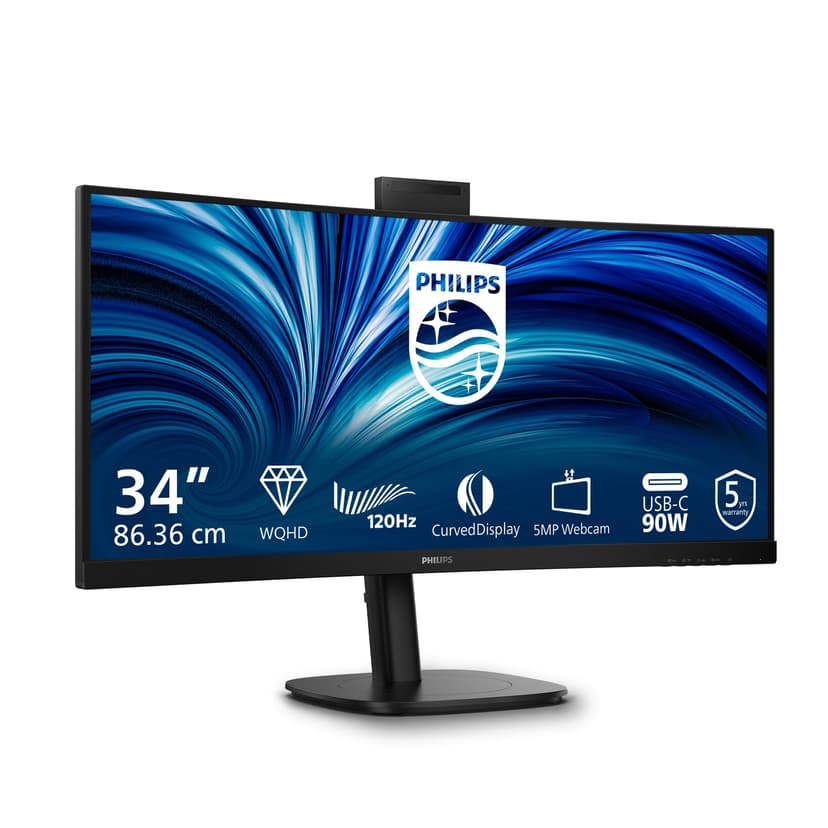Philips 3000 series 34B2U3600CH/00 Monitor PC 86,4 cm [34] 3440 x 1440 Pixel Wide Quad HD LCD Nero (Philips 34 INCH Curved 120Hz HDMI webcam) - 1