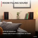 Audizio KS01B Active Bluetooth Bookshelf Speakers, 120W HiFi Home Audio Set, Wood Finish, Optical & RCA Inputs, USB Playback, Wireless Remote, Bass & Treble Controls, Compact Stereo Speakers - 3