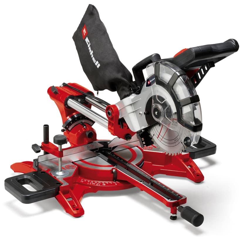 Einhell Dual Bevel Sliding Mitre Saw 1800W, +/-45° Mitre, +/-47° Bevel Saw with 48T Blade for Cutting Wood, Dust Extraction, Laser, Suitable for Materials Such as Wood, Coated Boards or Plastic - 1