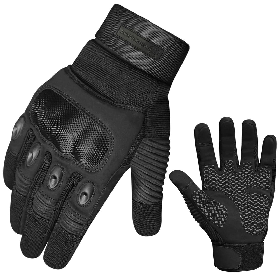 WFX Motorcycle Gloves for Men and Women Hard Knuckle Full Finger Touchscreen Motorbike Gloves for Bike Riding (BLACK, L)