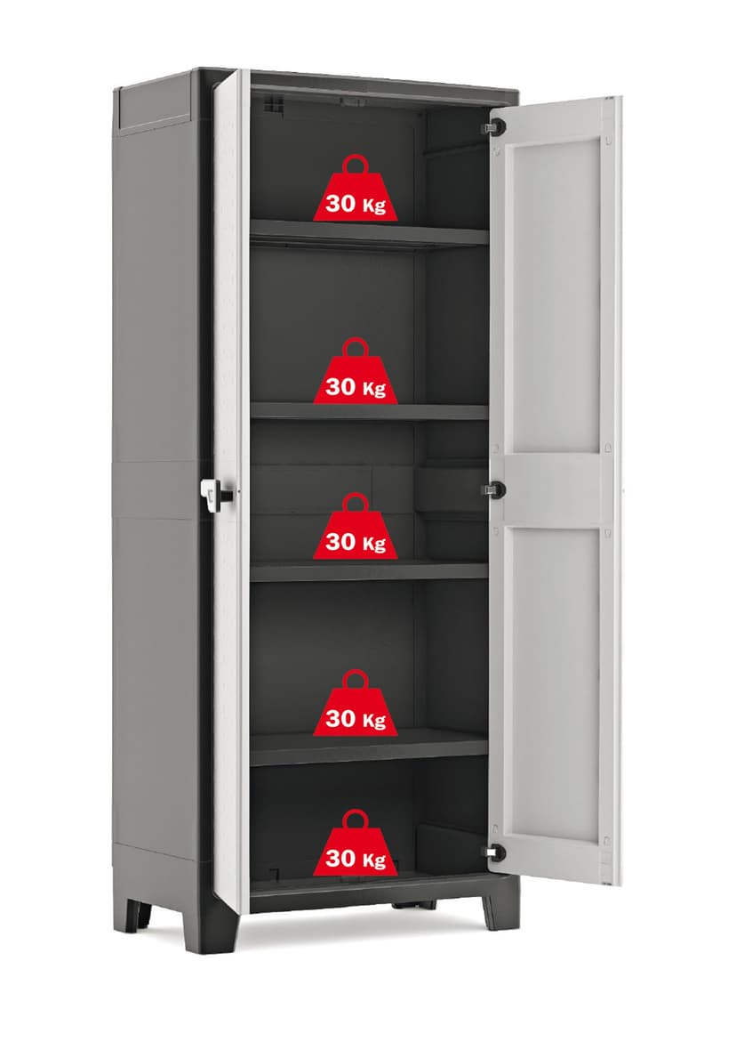 Keter Titan High Indoor Garage Utility Multi purpose Cabinet - Black-Grey - 2