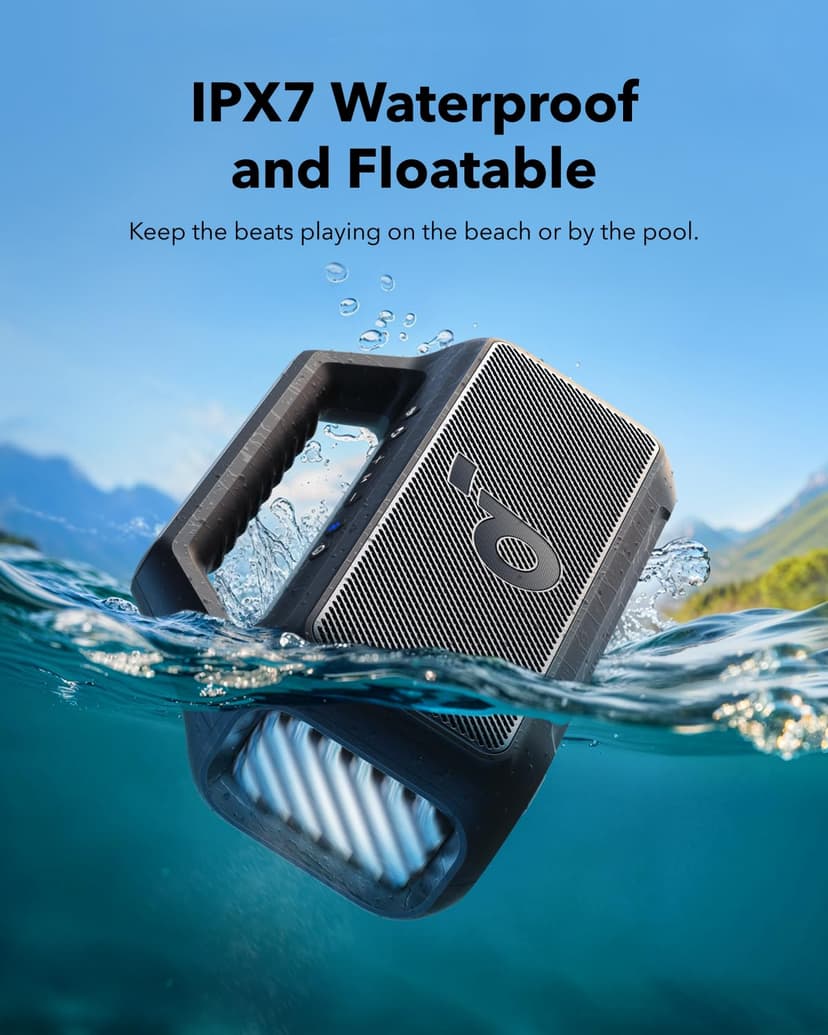 soundcore Anker Boom 2 Bluetooth Speaker, Outdoor Speaker with 80W, Subwoofer, BassUp 2.0, 24H Playtime, IPX7 Waterproof, Floatable, RGB Lights, Custom EQ, USB-C, Portable for Camping, Beach, Garden - 5