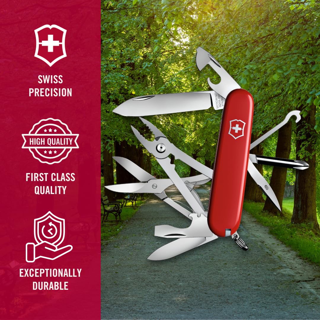 Victorinox deluxe Tinker Couteau de Poche Suisse, Léger, Couteau Multifonction, 17 Fonctions, Tournevis, Ciseaux, Rouge - 6