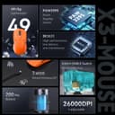 ATTACK SHARK X3 49g SUPERLIGHT Mouse, PixArt PAW3395 Gaming Sensor, BT/2.4G Wireless/Wired Gaming Mouse, 6 Adjustable DPI up to 26000, 200 Hrs Battery, Office Mice for Win11/Xbox/PS/Mac (Orange) - 3