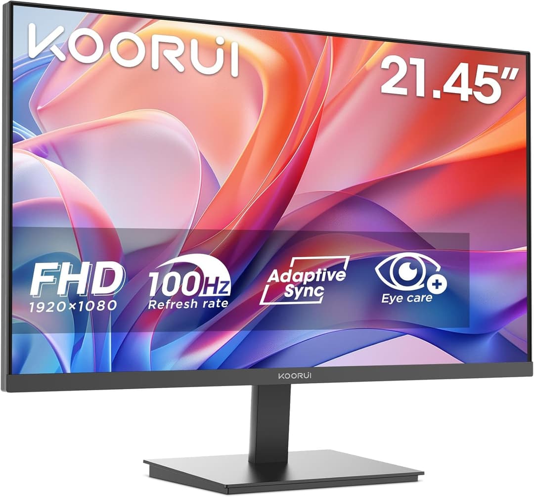 KOORUI 22 Inch Business Computer Monitor, FHD 1080p 75hz Desktop Monitor, Ultra Thin Eye Care Bezel HDMI VGA Ports LED Monitor for PC, Black…