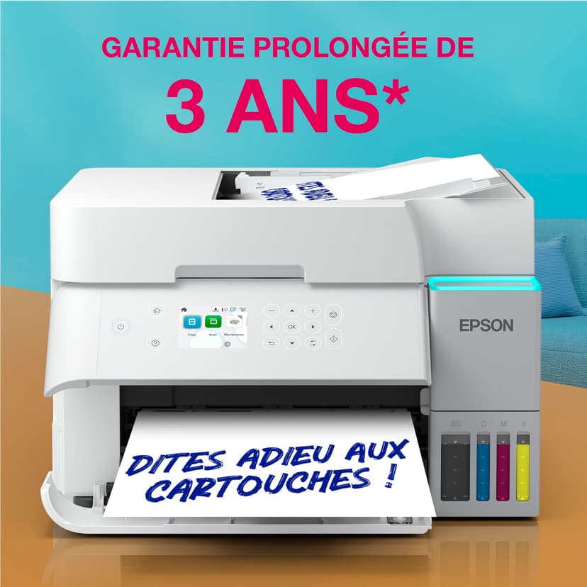 Epson EcoTank ET-3956 White A4 Multifunction Printers with Scanner, Wi-Fi & AirPrint Ink Tank, Automatic Document Feeder, Duplex Printing, Scan & Copy, Up to 3 Years of Ink Included - 7