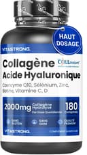 Collagen and Hyaluronic Acid 180 Tablets, 2000mg Hydrolyzed Collagen Quality COLLinstant with Biotin, CoQ10, Zinc, Selenium, Vitamin C & D, Collagen Supplements for Women and Men, Skin, Bones, Joints - 1