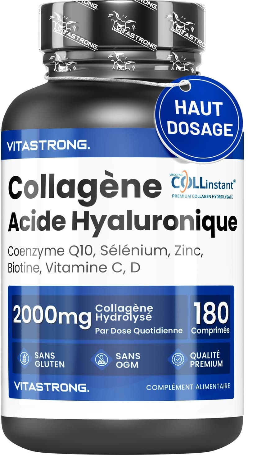 Collagen and Hyaluronic Acid 180 Tablets, 2000mg Hydrolyzed Collagen Quality COLLinstant with Biotin, CoQ10, Zinc, Selenium, Vitamin C & D, Collagen Supplements for Women and Men, Skin, Bones, Joints - 1