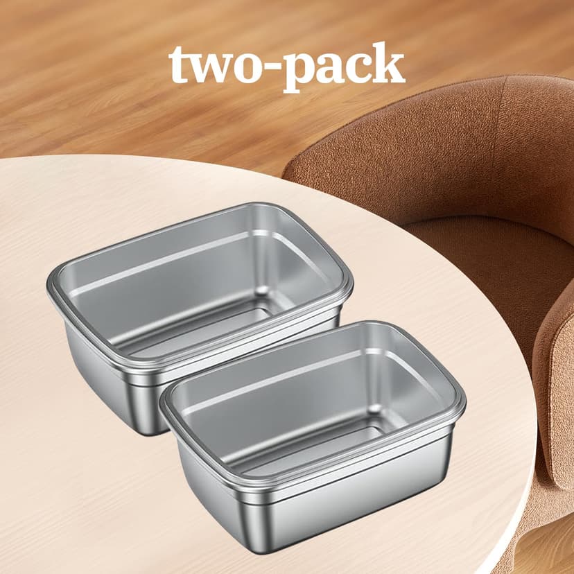Gamexop 1.5L Stainless Steel Containers with Lids Leak Proof & Airtight for Electric Lunch Box Replacement Kit, Bento Lunch Box for Meal Prep,Fruit,Snack,Freezer, 2-Pack - 8