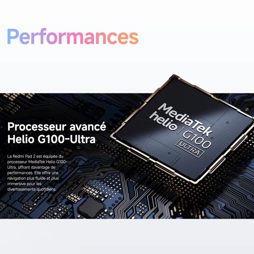 XIAOMI Redmi Pad 2, 8+256Go, Grise, Écran 11" 2,5K, Batterie 9000mAh, Processeur avancé Helio G100-Ultra, (Aucun Adaptateur Secteur Inclus) (Version Française + 2 Ans de Garantie) - 7