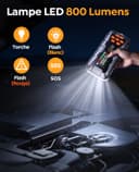 16-IN-1 Jump Starter Power Pack 27000mAh 7000A with Air Compressor 160PSI, Car Battery Booster Jump Starter (All Gas/14L Diesel/Hybrid) with Tire Repair Kit, Hook Stone, Tow Rope,Gloves, 800 Lumen - 5