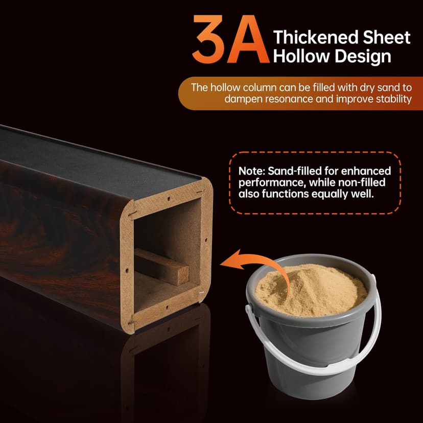 OUUTMEE Support pour enceintes en bois de 60 cm (24 pouces) – Supports HiFi robustes pour home cinéma, support universel pour enceintes à poser pour étagères avec design remplissable de sable (lot de - 4