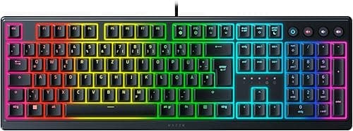 Razer Ornata V3 - Flat Mecha Membrane Keyboard with Razer Chroma RGB (Media Keys, Fully Programmable) QWERTZ | DE Layout, Black
