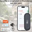 Sone Smart One Capteur Température Humidité WiFi 2.4GHz IP65 Extérieur Intérieur Noir - Thermomètre Hygromètre Connecté Tuya Smart Life - Sans Passerelle - Piles Non Incluses - 2