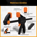 TOOLMAYS Jeu de 2 Serre-joints Rapide à une Main avec Connecteur, Largeur de Serrage 152/420mm, Force de Serrage Maximale 100 kg, Ouverture Flexible Plage d'Extension 154 mm - 620 mm - 4