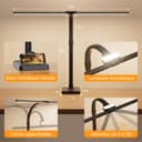 Double Head Desk Lamp LED Dimmable 24 W 80 cm Clampable Daylight Lamp Gooseneck Office Table Lamp Eye Protection Workplace Light Monitor Lamp Desktop Base with Mobile Phone Holder, Black - 4