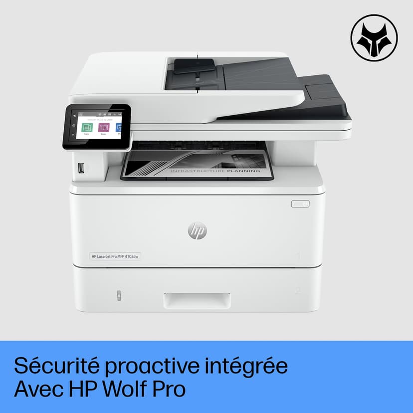 HP LaserJet Pro MFP 4102dw 2Z622F, Imprimante Multifonction A4, Impression Automatique Recto Verso, Noir et Blanc, 42 ppm, USB hôte, Wi-FI, Ethernet, ADF, Blanche - 5