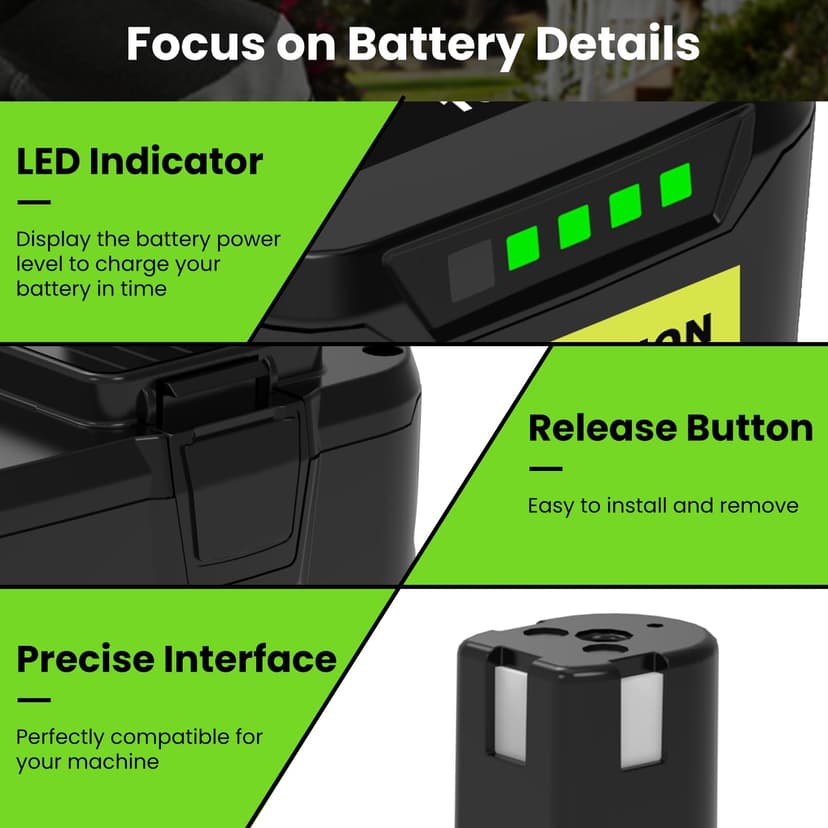2 x 5.0 Ah replacement battery for Ryobi 18 V RB18L50 battery replacement battery for Ryobi 18 V battery RB18L15 RC18120 RB18L40 RB18L50 with LED indicator - 4