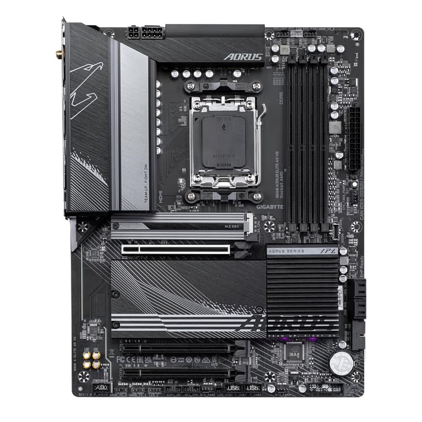 Gigabyte B650 AORUS ELITE AX V2 Motherboard - Supports AMD AM5 CPUs, 12+2+2 Phases Digital VRM, up to 8000MHz DDR5 (OC), 1xPCIe 5.0 + 2xPCIe 4.0 M.2, Wi-Fi 6E, 2.5GbE LAN, USB 3.2 Gen 2 - 3