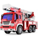 GizmoVine Gros Camion de Pompier, Véhicule Pompiers XXL avec Échelle, Sonore et Lumineux, Grand Realiste Maquette Camions, Voiture à Friction Jouet, Cadeau Enfant 3 4 5 6 7 8 Ans - Rouge - 1